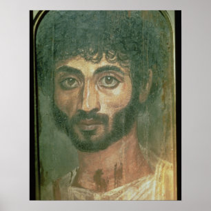 Mummy Portrait of a Man, from Fayum, Romano-Egypti Poster