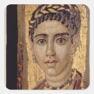Mummy Portrait of a Woman, from Fayum, Romano-Egyp Square Sticker