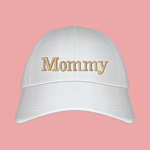 Mummy Preppy Off White Text Embroidered Embroidered Hat