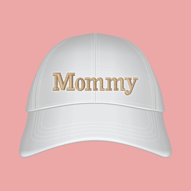 Mummy Preppy Off White Text Embroidered  Embroidered Hat (Creator Uploaded)