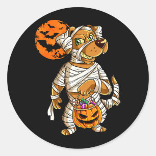 Mummy Pumpkin Halloween Dog Classic Round Sticker