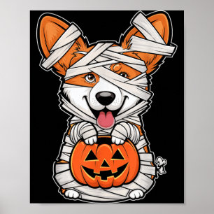 Mummy Pumpkin Halloween Pet Dog Poster