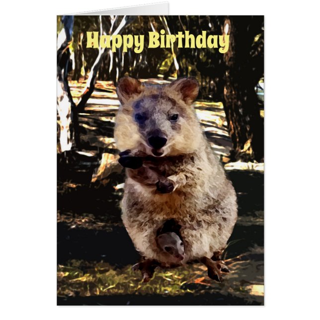 Mummy Quokka Watercolour, Birthday Card (Front)