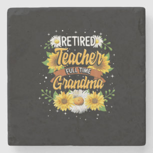 Mummy Retired Teacher Full Time Grandma Retirement Stone Coaster