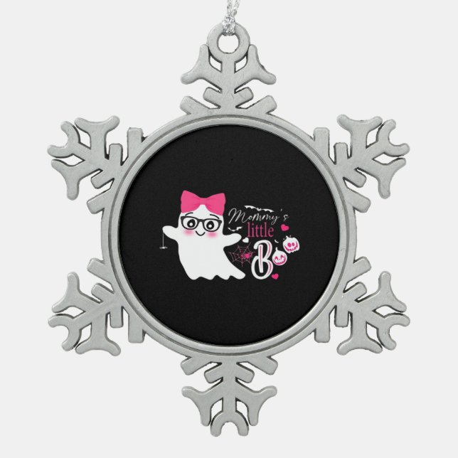 Mummy’s Little Boo Halloween  Snowflake Pewter Christmas Ornament (Front)