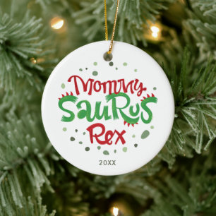 Mummy Saurus Rex Personalised 1st Christmas As Mum Ceramic Tree Decoration