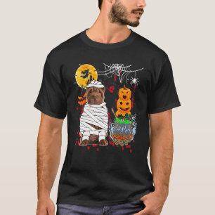Mummy Shar Pei Dog Halloween Dog Scary Pumpkins O T-Shirt