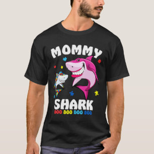 Mummy Shark Autism Awareness Gift -by T-Shirt