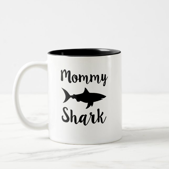 Mummy shark coffee mug funny mum gift (Left)