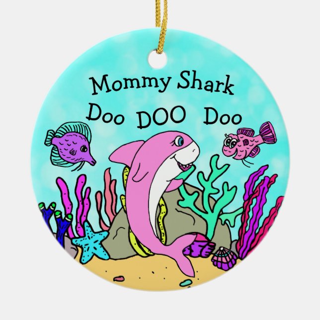Mummy Shark Family Christmas Ornament (Front)