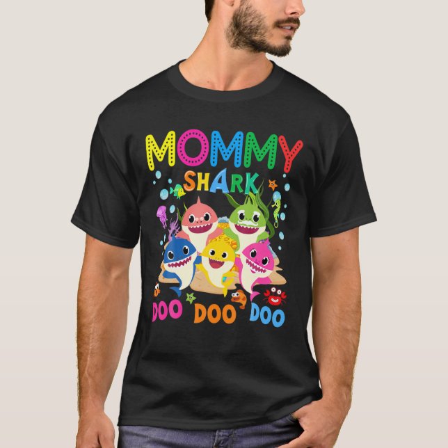 Mummy Shark Gift Cute Baby Shark Family Matching O T-Shirt (Front)