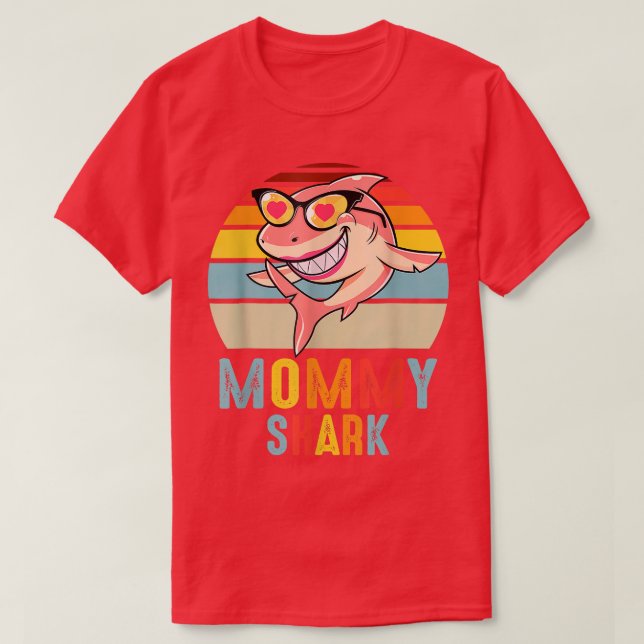 Mummy Shark Pyjamas Retro Line  For Mother's Day  T-Shirt (Design Front)