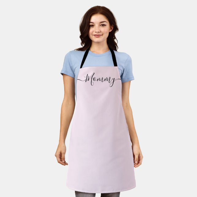 Mummy Simple Chic Elegant script Name Apron (Worn)