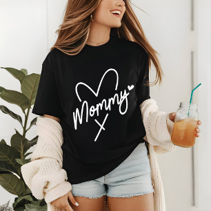 Mummy Simple Modern Script Typography Heart T-Shirt