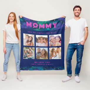 Mummy Simply The Best Photo Collage Personalised Fleece Blanket