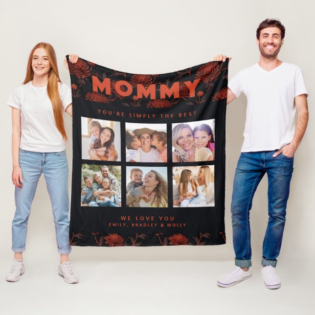 Mummy Simply The Best Photo Collage Personalised Fleece Blanket (In Situ)