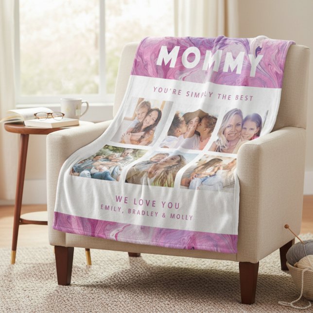 Mummy Simply The Best Photo Collage Personalised Fleece Blanket (Creator Uploaded)
