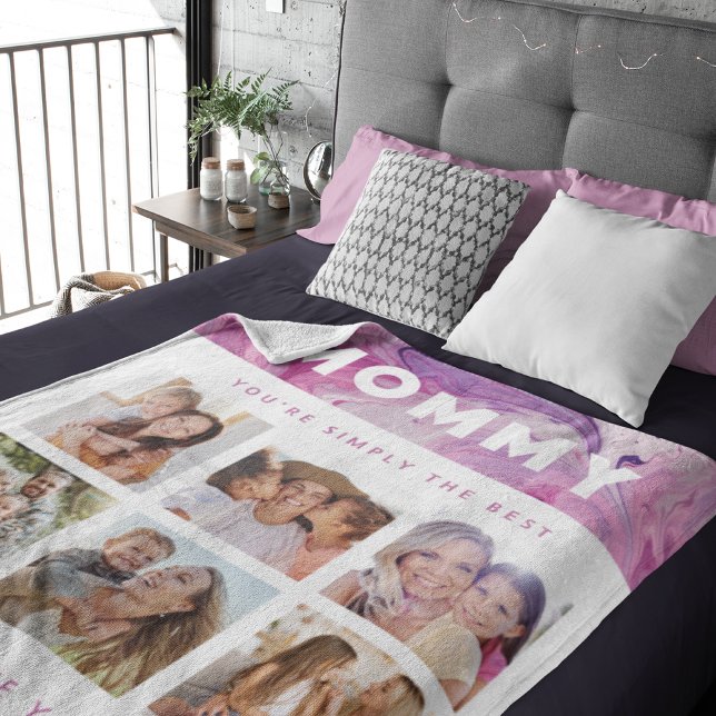 Mummy Simply The Best Photo Collage Personalised Fleece Blanket (Creator Uploaded)