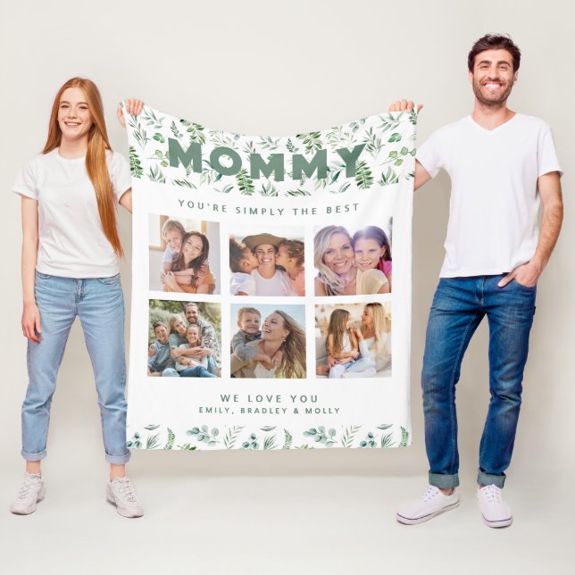 Mummy Simply The Best Photo Collage Personalised Fleece Blanket (In Situ)