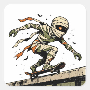 Mummy Skateboard Grind Square Sticker