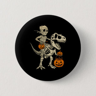 Mummy Skeleton Riding Dinosaur T Rex Kids Boys Men 6 Cm Round Badge
