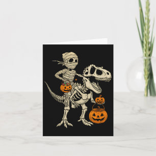 Mummy Skeleton Riding Dinosaur T Rex Kids Boys Men Card
