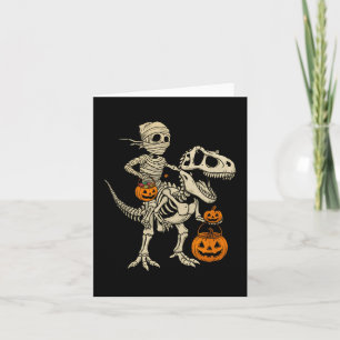 Mummy Skeleton Riding Dinosaur T Rex Kids Boys Men Card