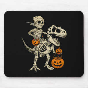 Mummy Skeleton Riding Dinosaur T Rex Kids Boys Men Mouse Mat