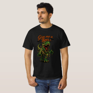 Mummy T-Rex "Give Me a Beer" Design T-Shirt