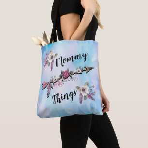 Mummy Things, Feathers and Flowers Tote Bag