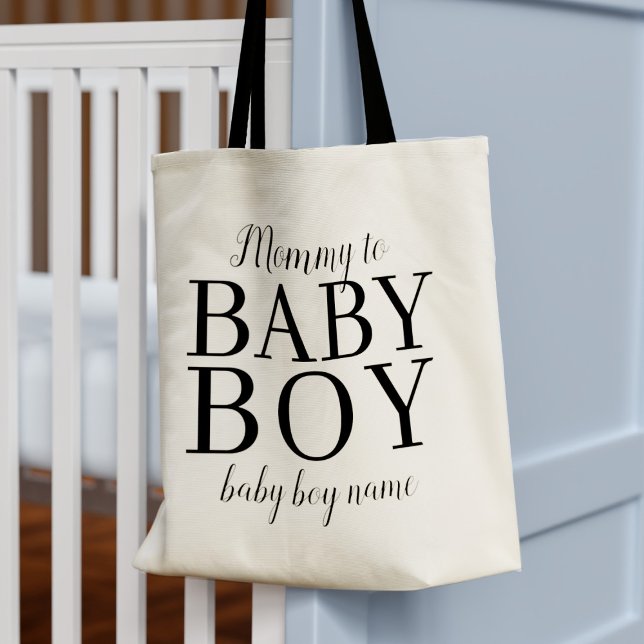 Mummy to Baby Boy Name New Mum Tote Bag (Just add your baby's name to this cute tote bag)