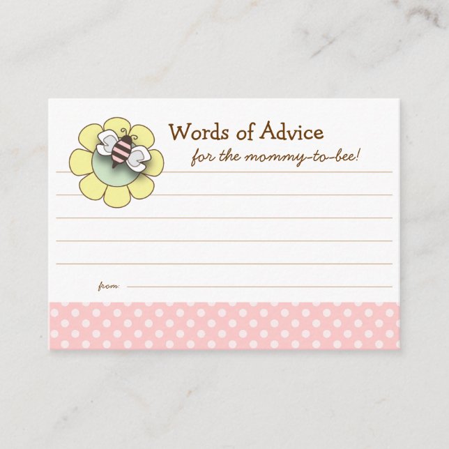 Mummy to Be Advice Card Baby Shower | Pink (Front)
