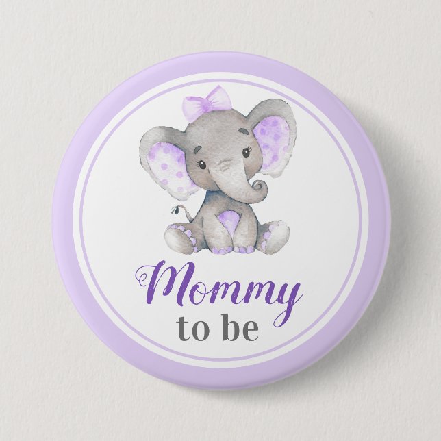Mummy to be Baby Girl Elephant Shower New Mother 7.5 Cm Round Badge (Front)