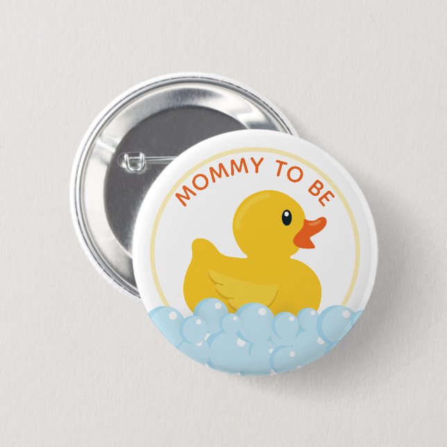 Mummy-to-Be Baby Shower Button | Cute Yellow Rubbe (Front & Back)