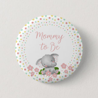 Mummy to Be Baby Shower Button - Pink Elephant