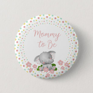 Mummy to Be Baby Shower Button - Pink Elephant
