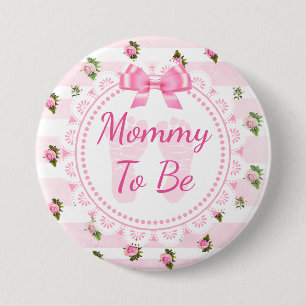 Mummy to Be Baby Shower Button Pink Roses