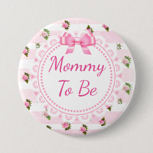 Mummy to Be Baby Shower Button Pink Roses