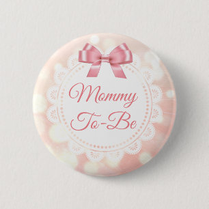Mummy To Be Baby Shower Coral Lace Button