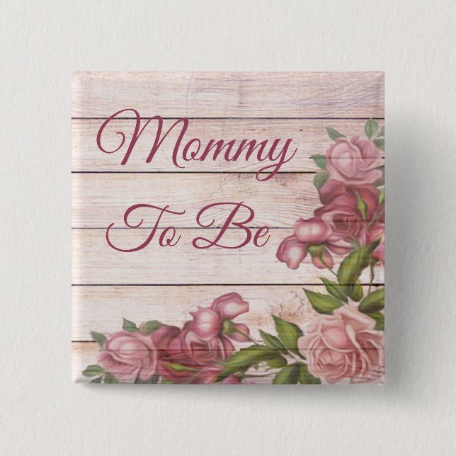 Mummy to be baby shower Magenta Roses 15 Cm Square Badge (Front)