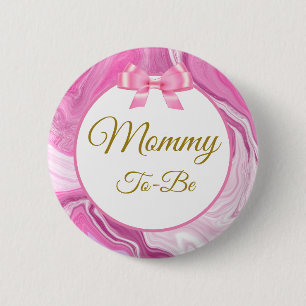 Mummy To Be Baby Shower Pink & Gold 6 Cm Round Badge