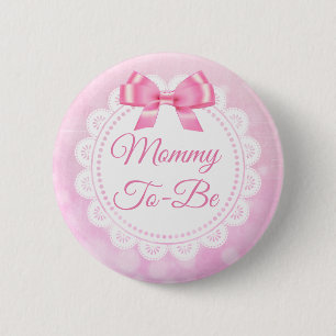 Mummy To Be Baby Shower Pink Lace Button