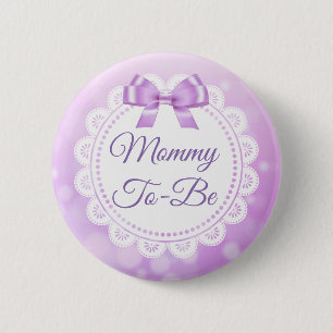 Mummy To Be Baby Shower Purple Lace Button