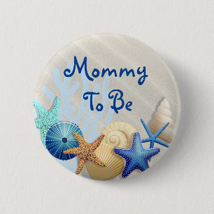 Mummy to Be, Beach Themed Baby Shower 6 Cm Round Badge