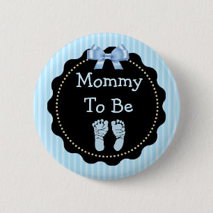 Mummy to be Blue and Black Baby Shower 6 Cm Round Badge