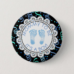 Mummy to be Blue & Black Baby Shower Button