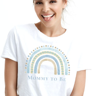 Mummy to Be Blue Boho Rainbow T-Shirt