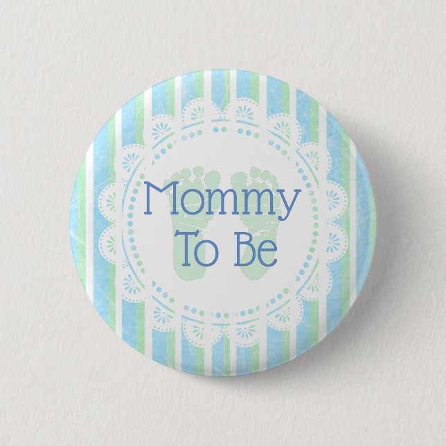 Mummy to be Blue Green Baby Shower button (Front)