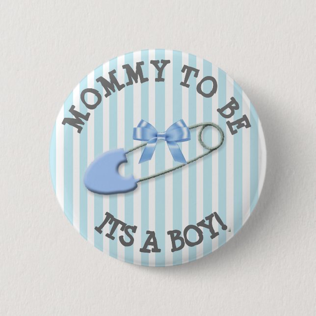 Mummy to be Blue  Striped Diaper Pin Baby Shower (Front)