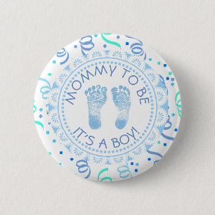 Mummy to be Blue & White Baby Shower Button